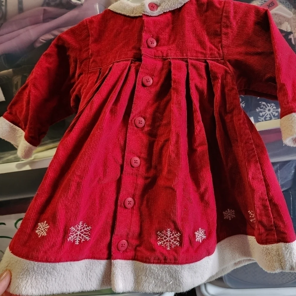 Hanna Anderson Red White Baby Santa Claus Dress Size 6-12M Christmas 100% Cotton